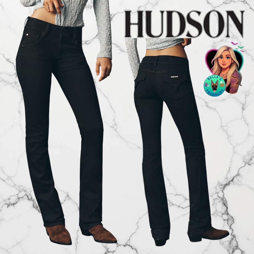 Hudson Beth Baby Bootcut Pants Black Flap Pocket Stretch Twill women's 12
